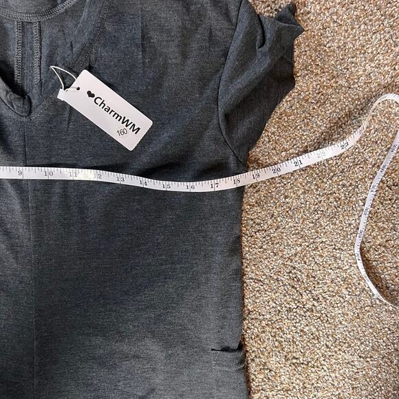 Romper by CharmWM. Gray with Side Pockets. No Size on Product. Measurements inc - Picture 3 of 5